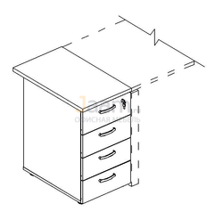 Мебель для персонала Офисная тумба приставная 4-х ящичная с замком А4 9221
