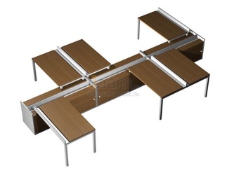 Мебель для персонала Рабочая станция (6х120) с ProSystem на 3-х опорных тумбах-купе с ProSystem КВ 0176