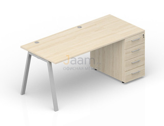 Мебель для персонала Стол с приставной тумбой (2 громмета) ARTPG148N072