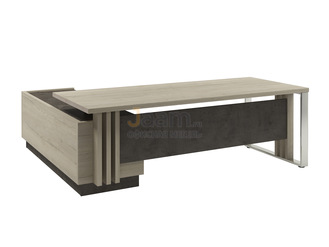 Кабинет руководителя Стол руководителя с опорной тумбой и металлической опорой и блоком розеток правый Z-422