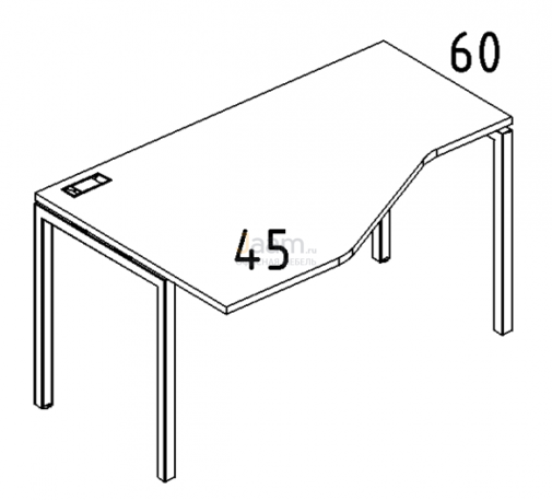 Мебель для персонала Стол эргономичный левый "Техно"на металлокаркасе DUE Б2 051 БП